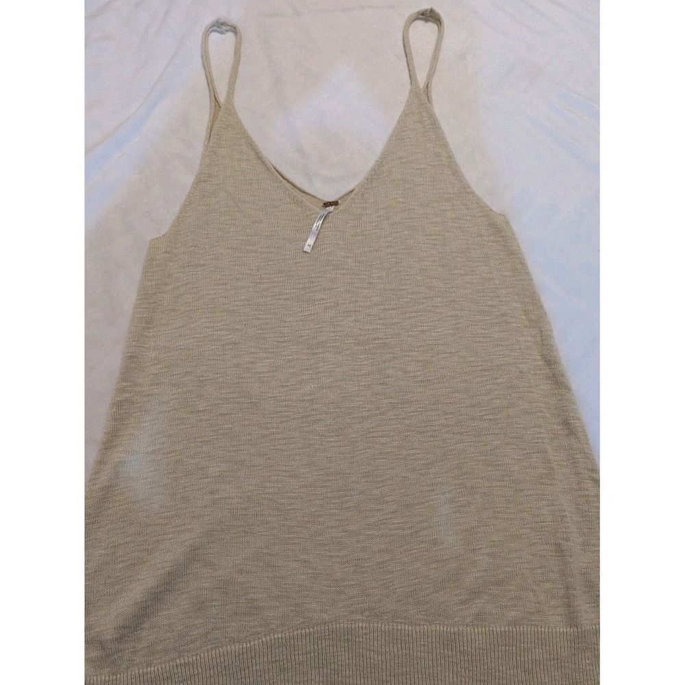 Z1 Free People FP Knit Tank‎ Sz XS Beige Crop Oversized Boho Hippie Soft Stretch